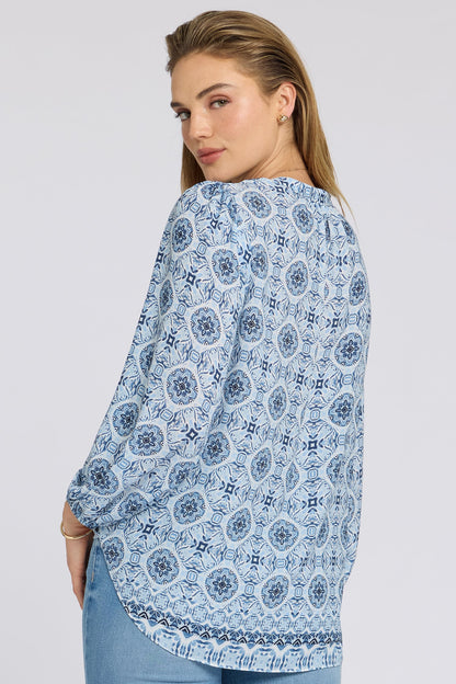 Puff Sleeved Popover Top - Azure Sky