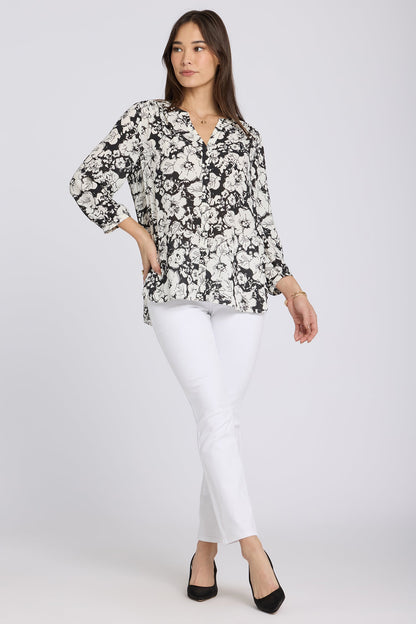 Pintuck Blouse - Poignant Poppies