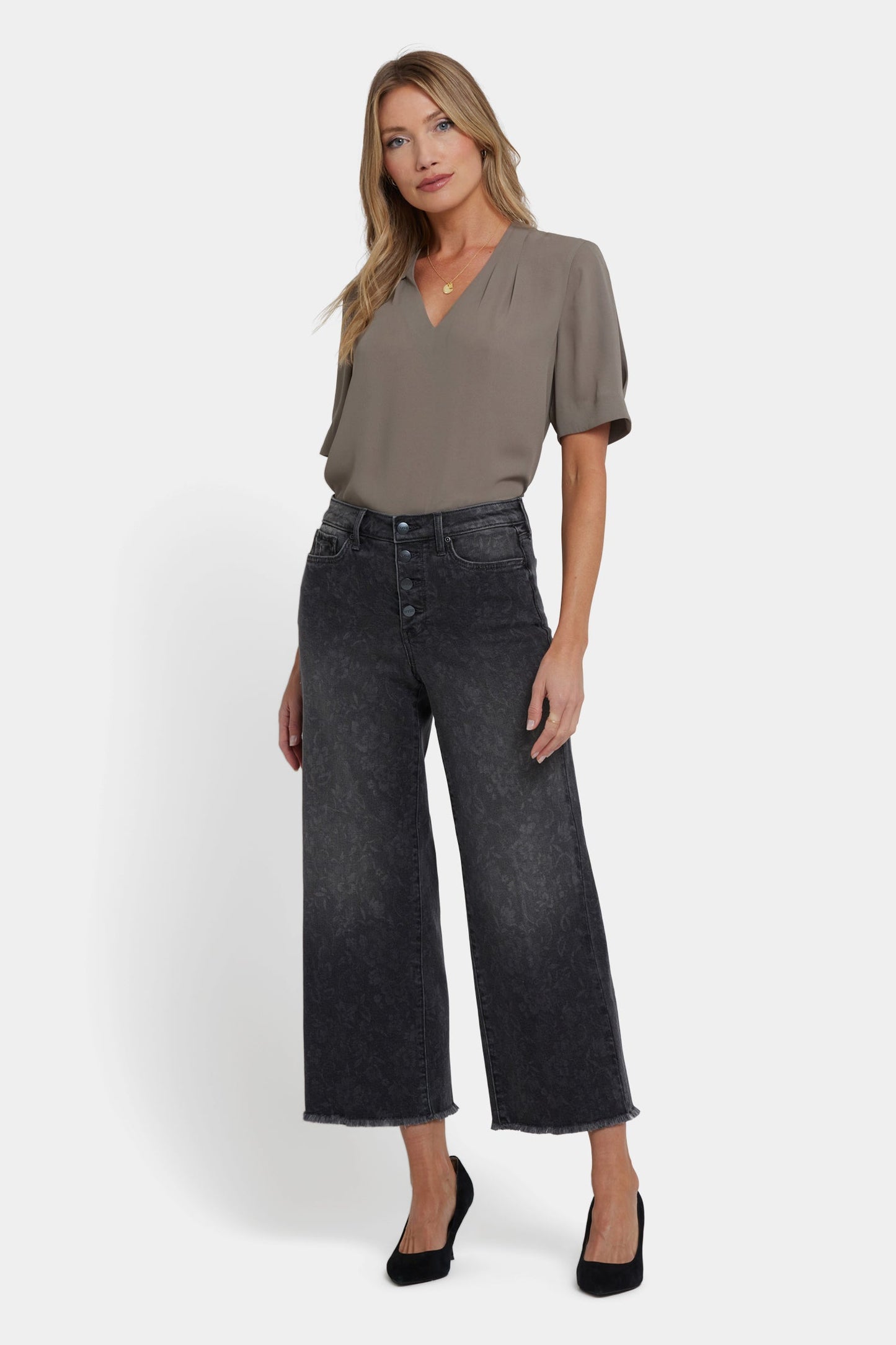 Teresa Wide Leg Ankle Jeans - Grey Province