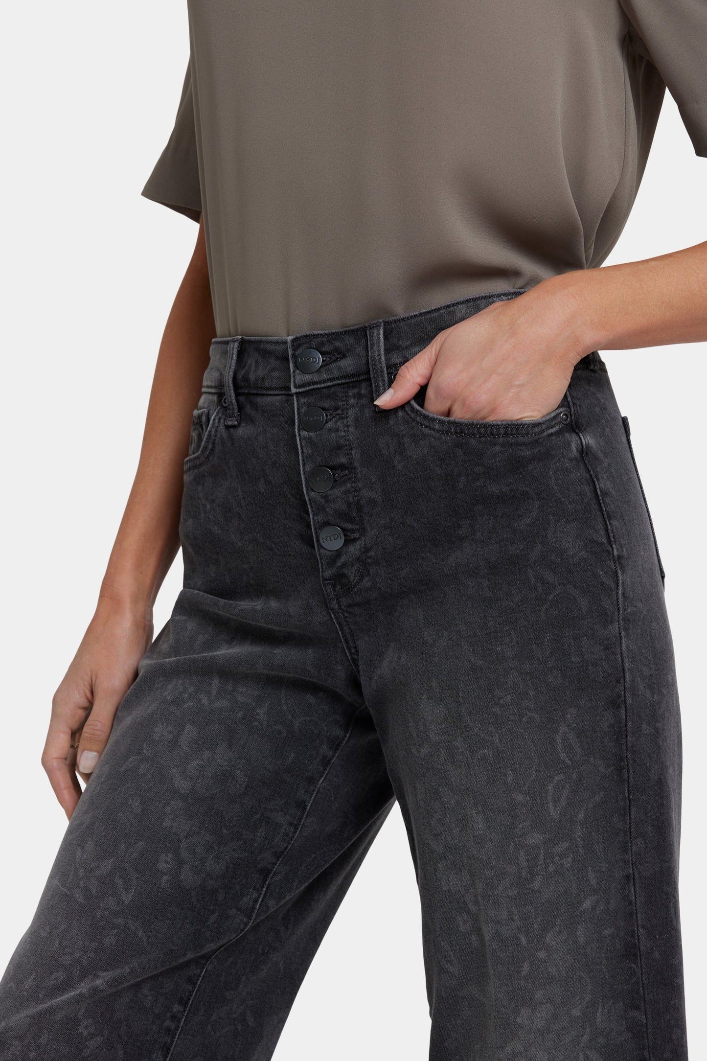 Teresa Wide Leg Ankle Jeans - Grey Province