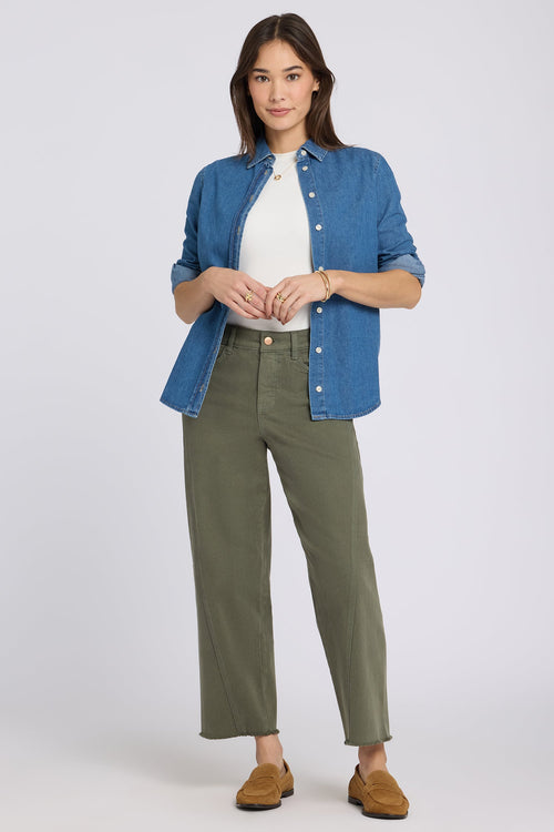 Alyssa Relaxed Crop Jeans - Desert Green