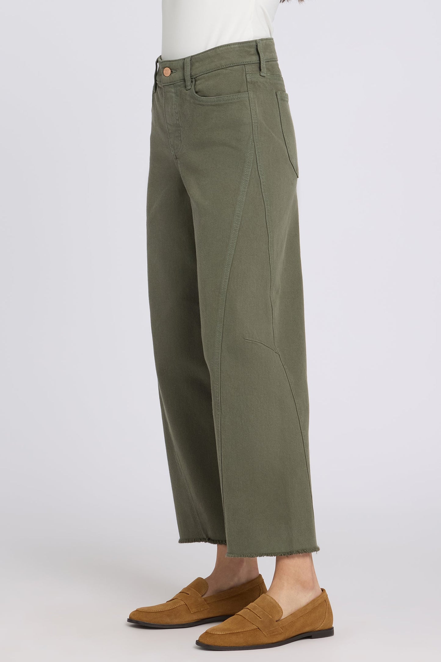 Alyssa Relaxed Crop Jeans - Desert Green