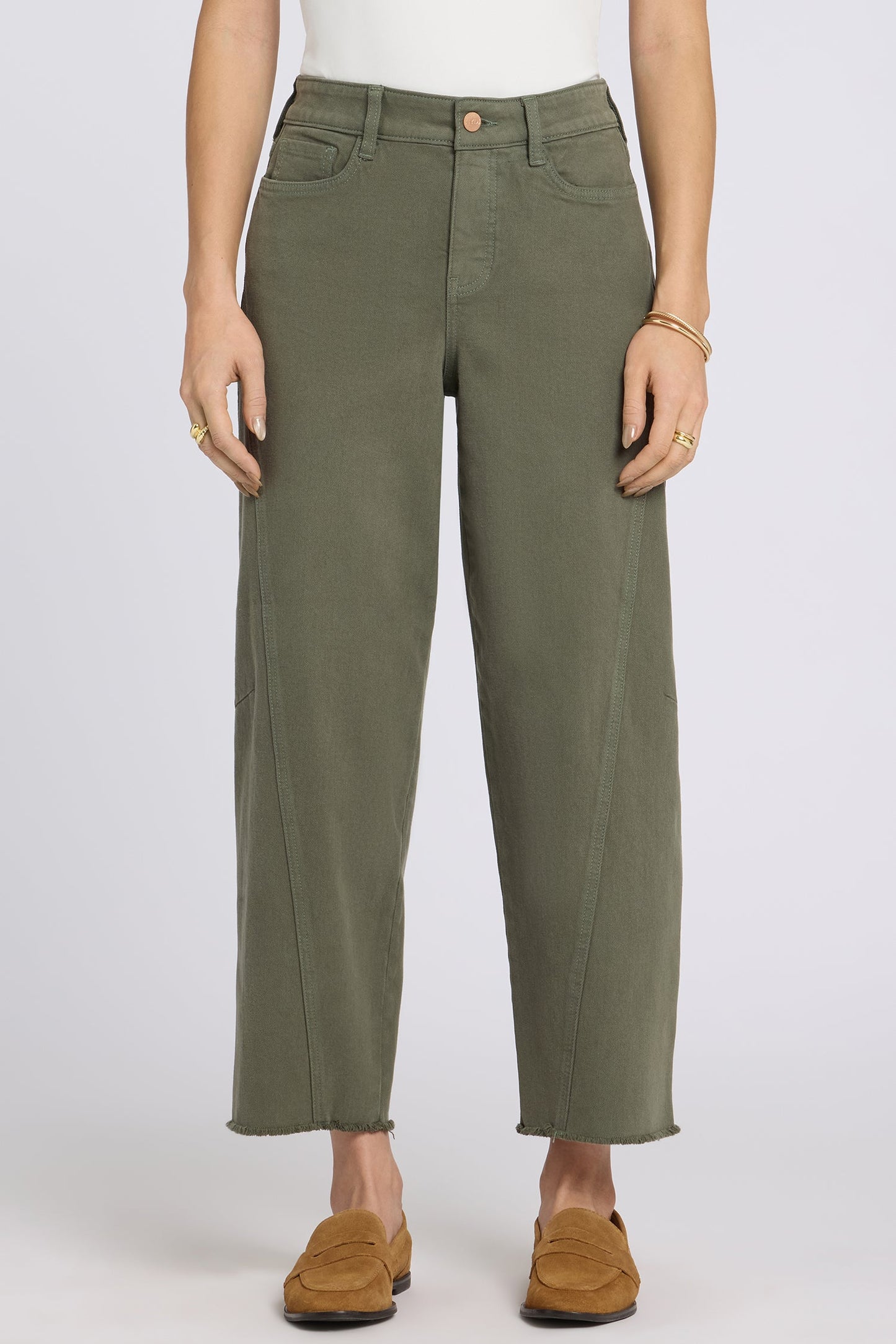 Alyssa Relaxed Crop Jeans - Desert Green