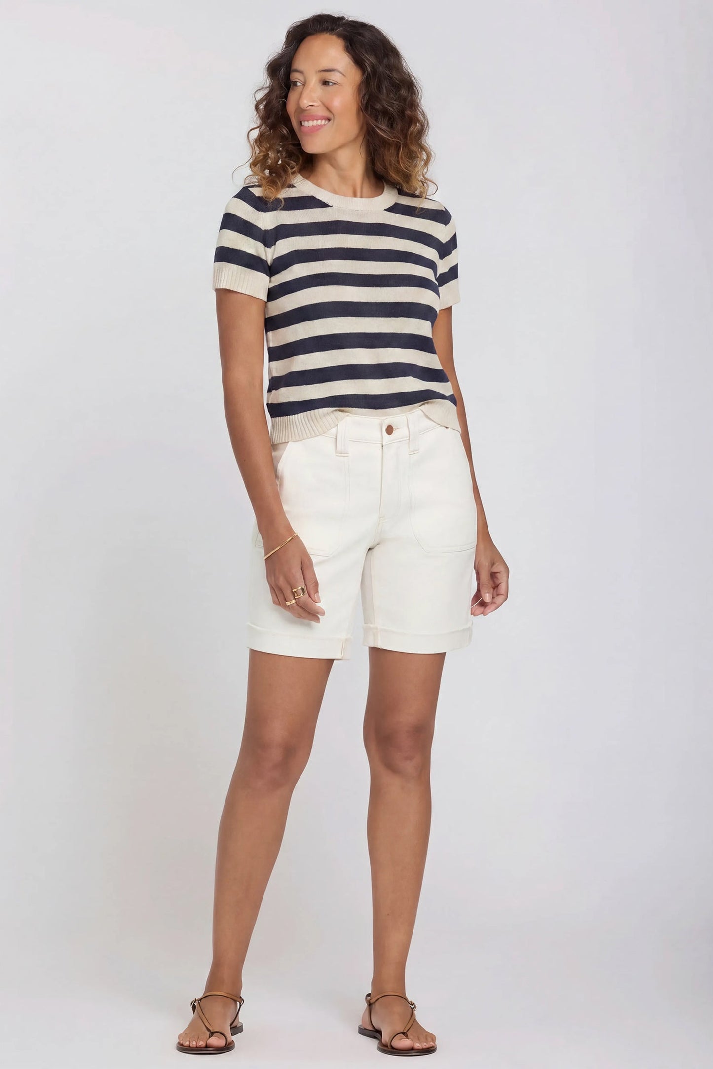 Diana Relaxed Denim Shorts - Vintage White