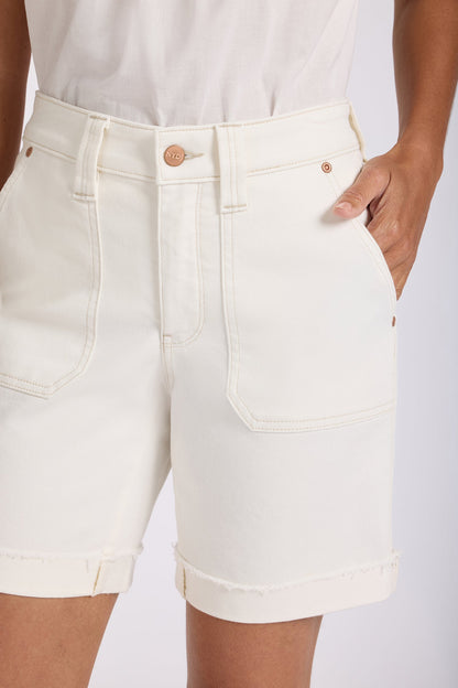 Diana Relaxed Denim Shorts - Vintage White