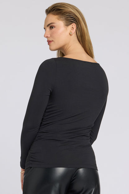 Boatneck Knit Top - Black
