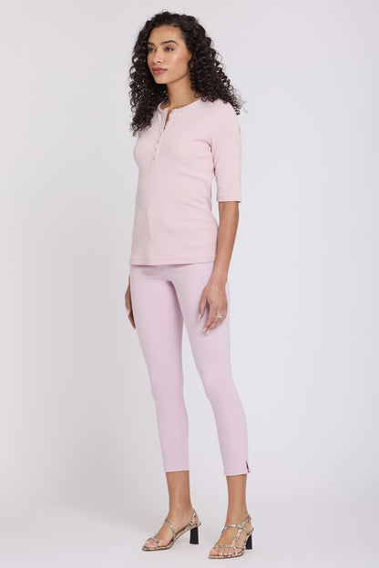 Ribbed Elbow Sleeved Henley - Rock Flower