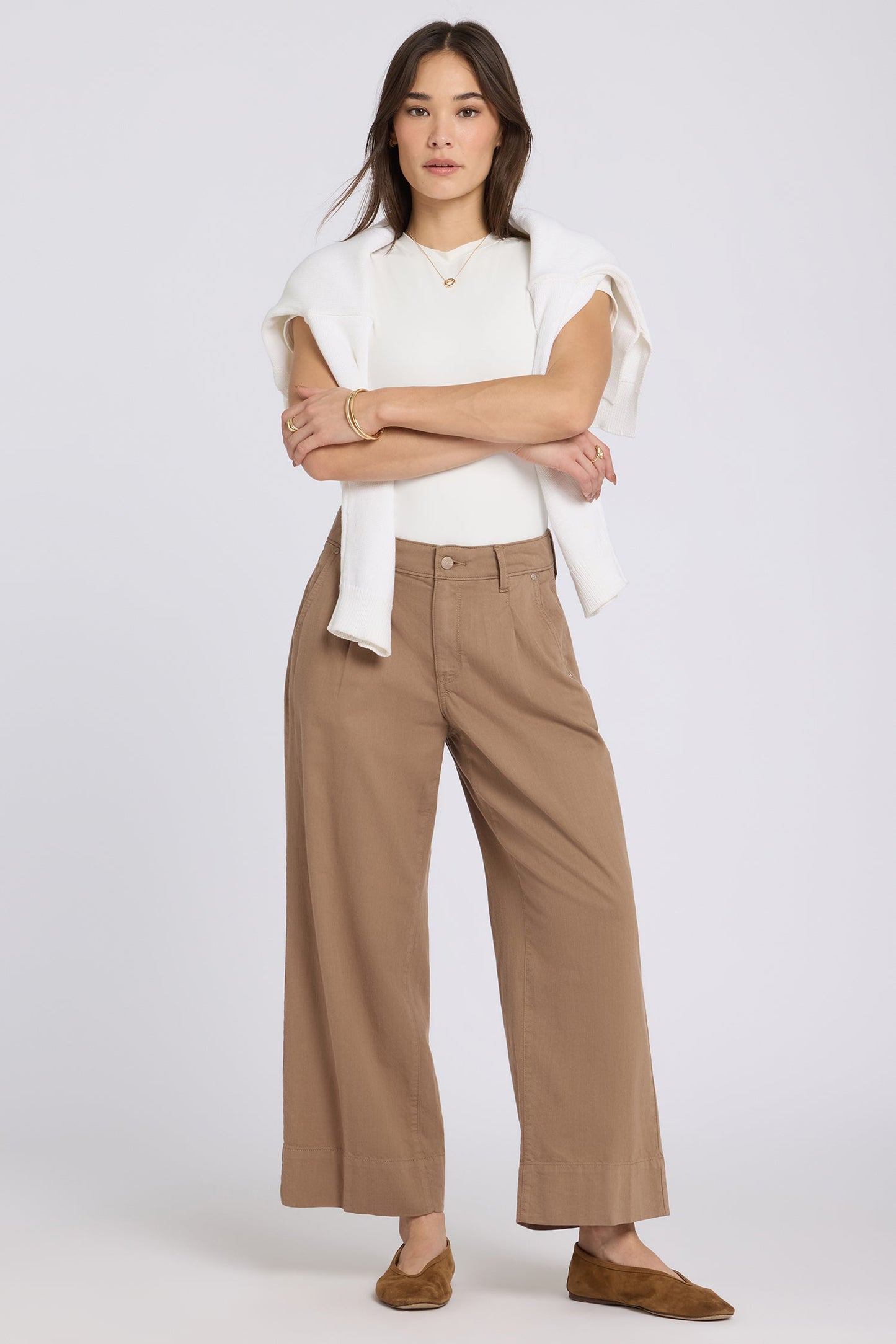 Teresa Wide Leg Ankle Jeans - Toasted Coconut