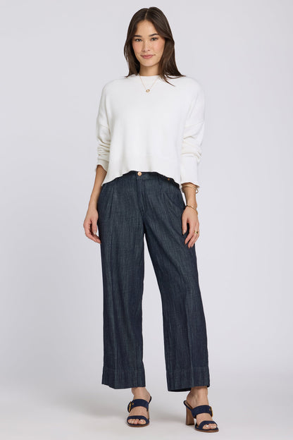 Teresa Wide Leg Ankle Jeans - Dark Indigo