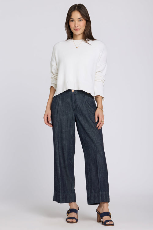 Teresa Wide Leg Ankle Jeans - Dark Indigo