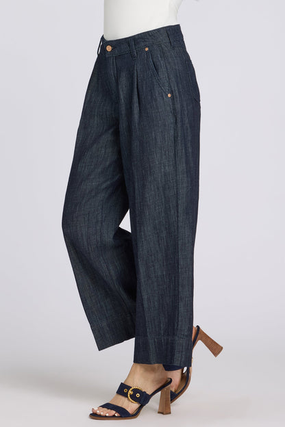 Teresa Wide Leg Ankle Jeans - Dark Indigo