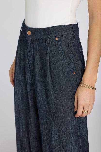 Teresa Wide Leg Ankle Jeans - Dark Indigo