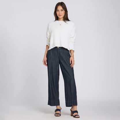 Teresa Wide Leg Ankle Jeans - Dark Indigo