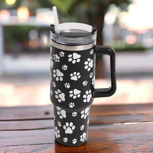 Dog Paw Black Printed 40oz Stainless SteeL tumbler