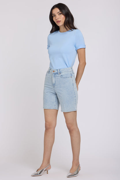 Erin Relaxed Denim Shorts - Azure Stripe