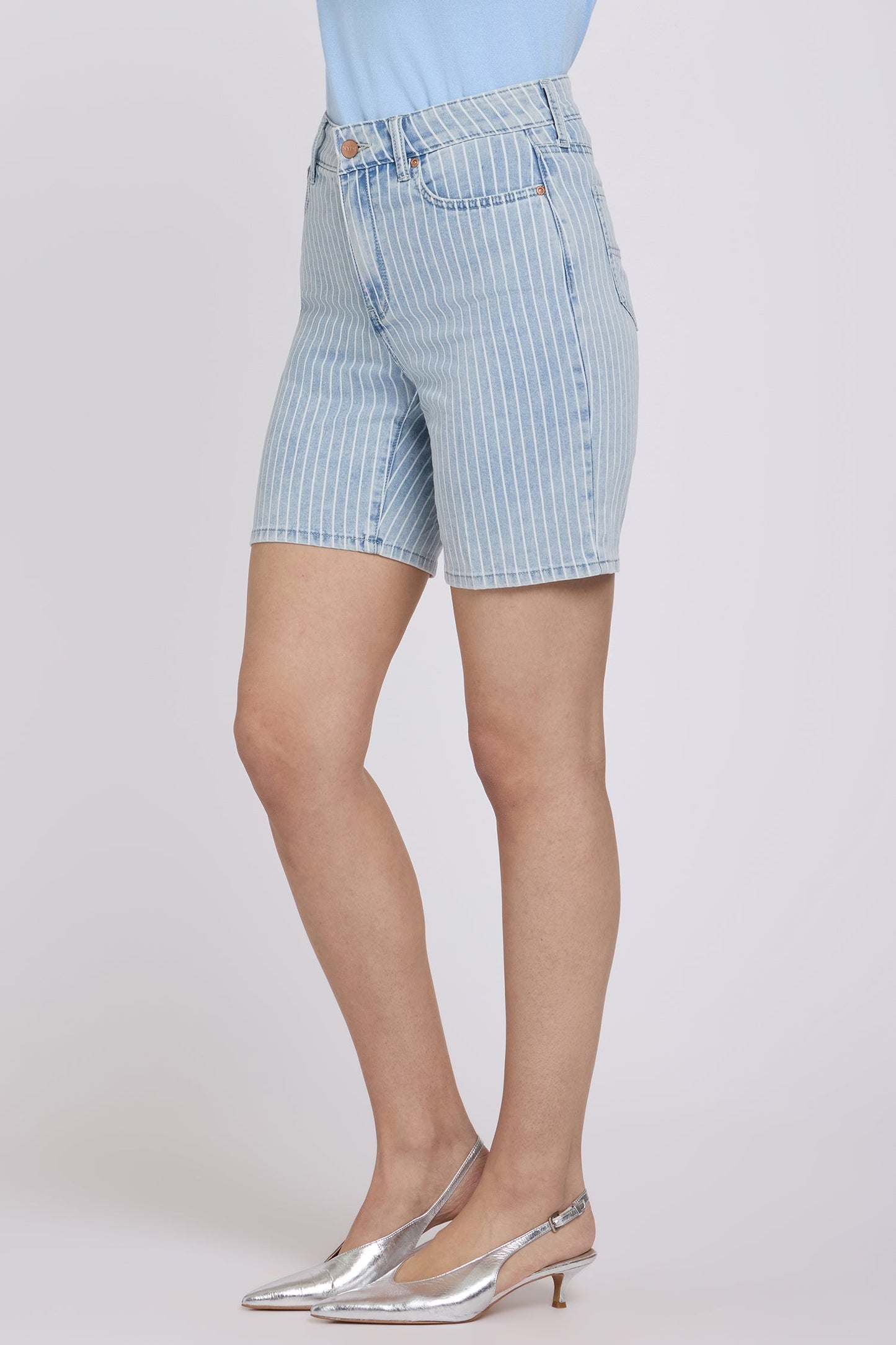 Erin Relaxed Denim Shorts - Azure Stripe