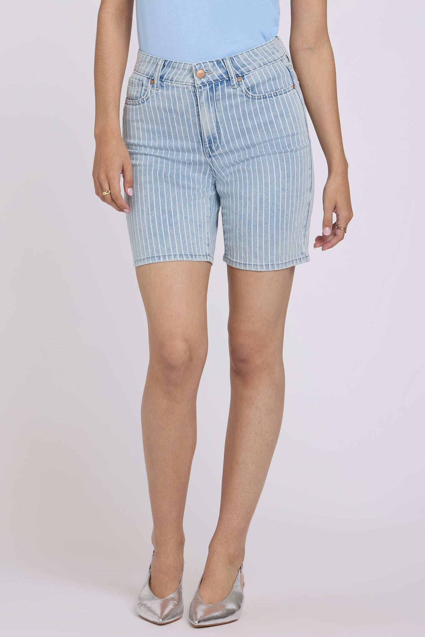 Erin Relaxed Denim Shorts - Azure Stripe