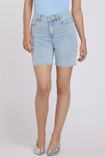 Erin Relaxed Denim Shorts - Azure Stripe