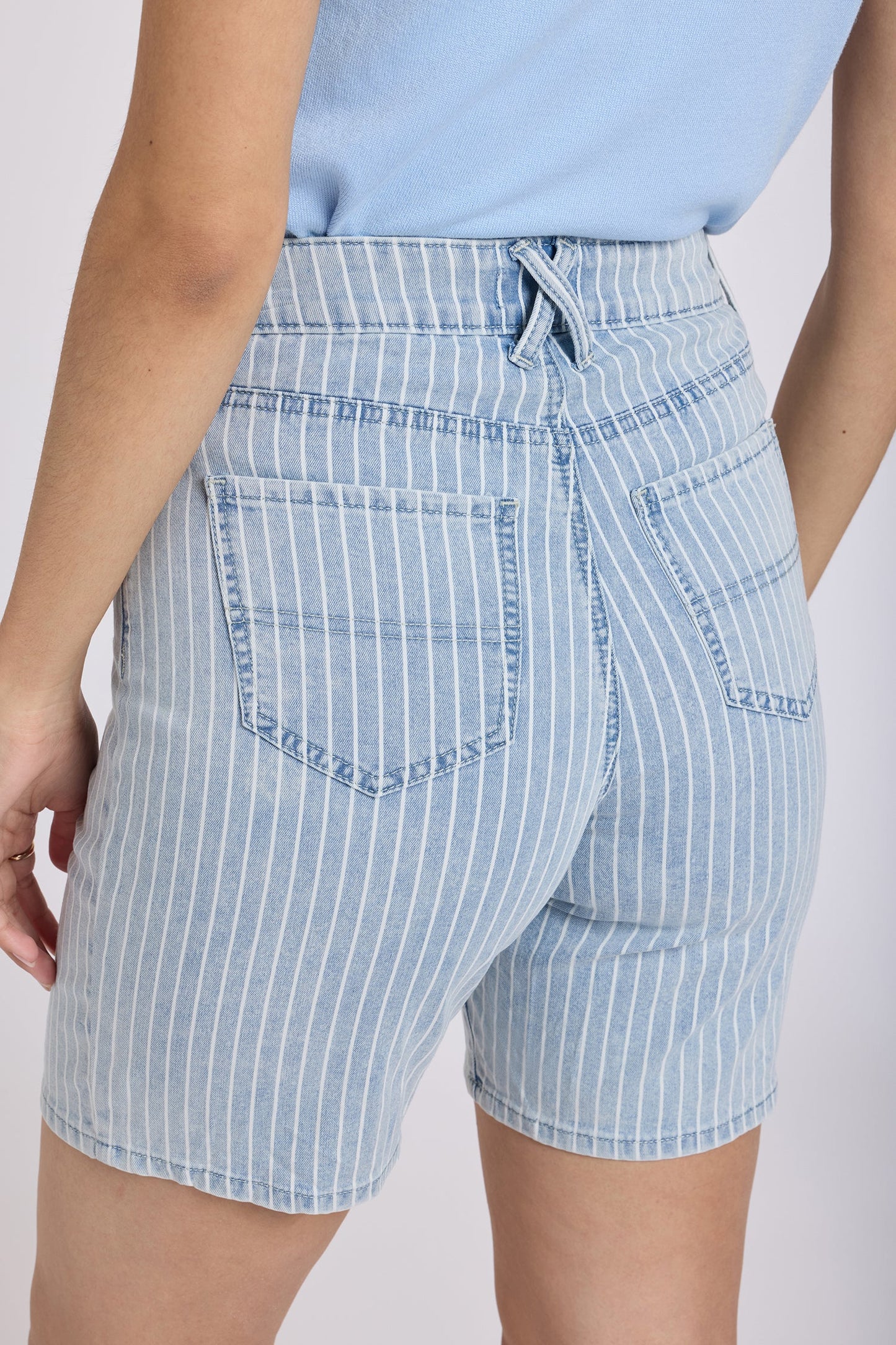 Erin Relaxed Denim Shorts - Azure Stripe