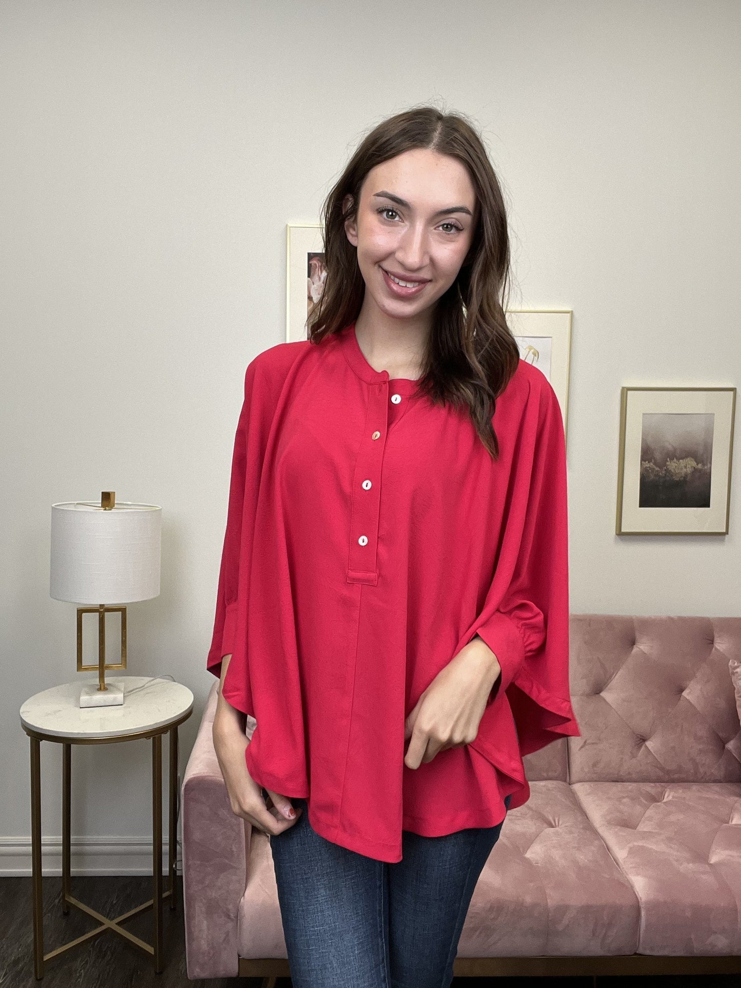 Live What You Love Women's Loose Half Button Down Top