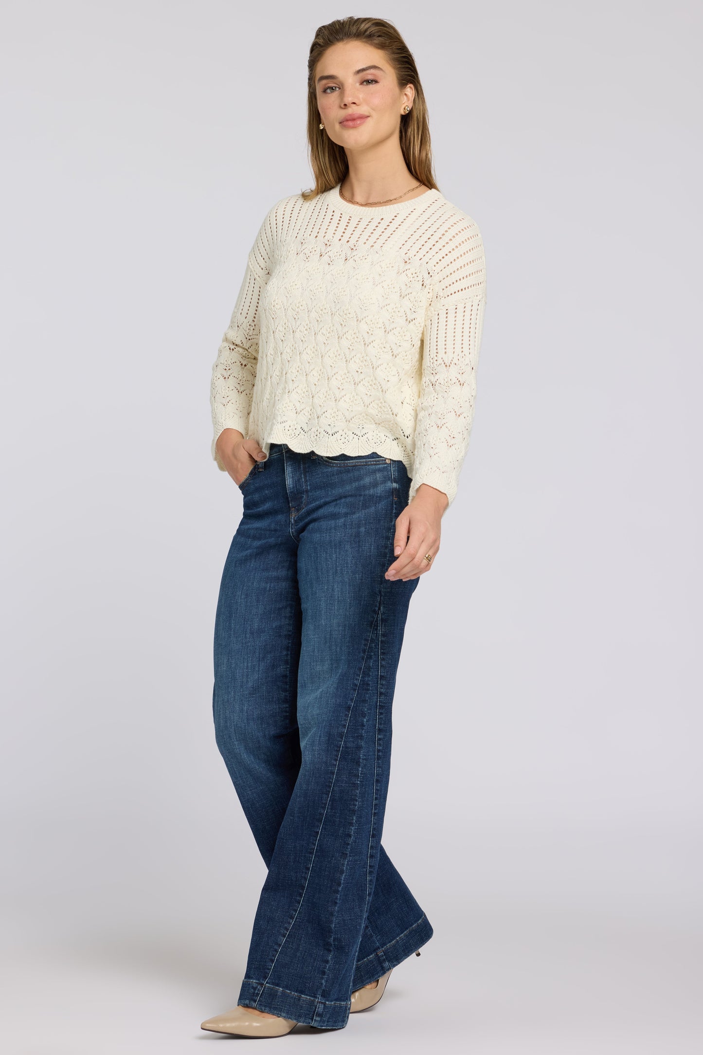 Pointelle Popover - Ivory