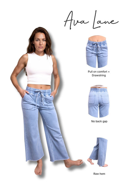 The May High-Rise Elastic Waist Wide Leg Jeans