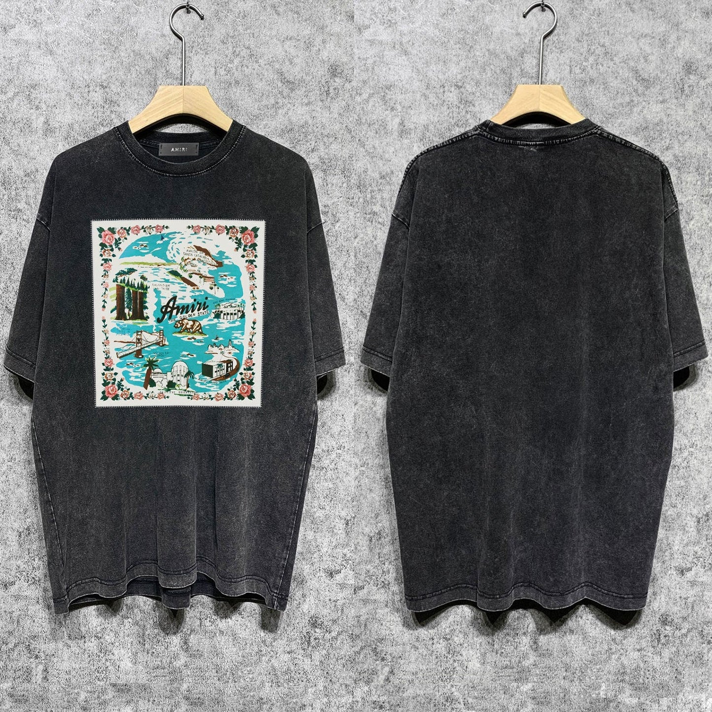 Amiri T Shirts Washed and Worn Retro Short Sleeve T-shirt