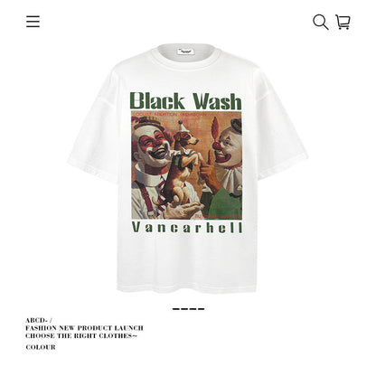 American vintage street T-shirt pure cotton retro men's and women's summer loose