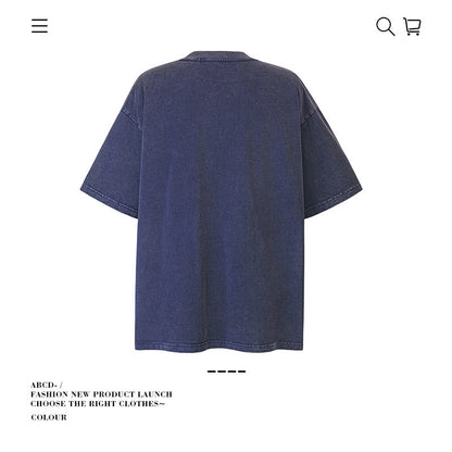 American vintage street T-shirt pure cotton retro men's and women's summer loose half sleeves