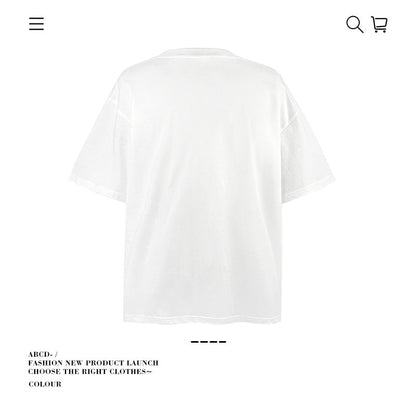 American vintage street T-shirt pure cotton retro men's and women's summer loose