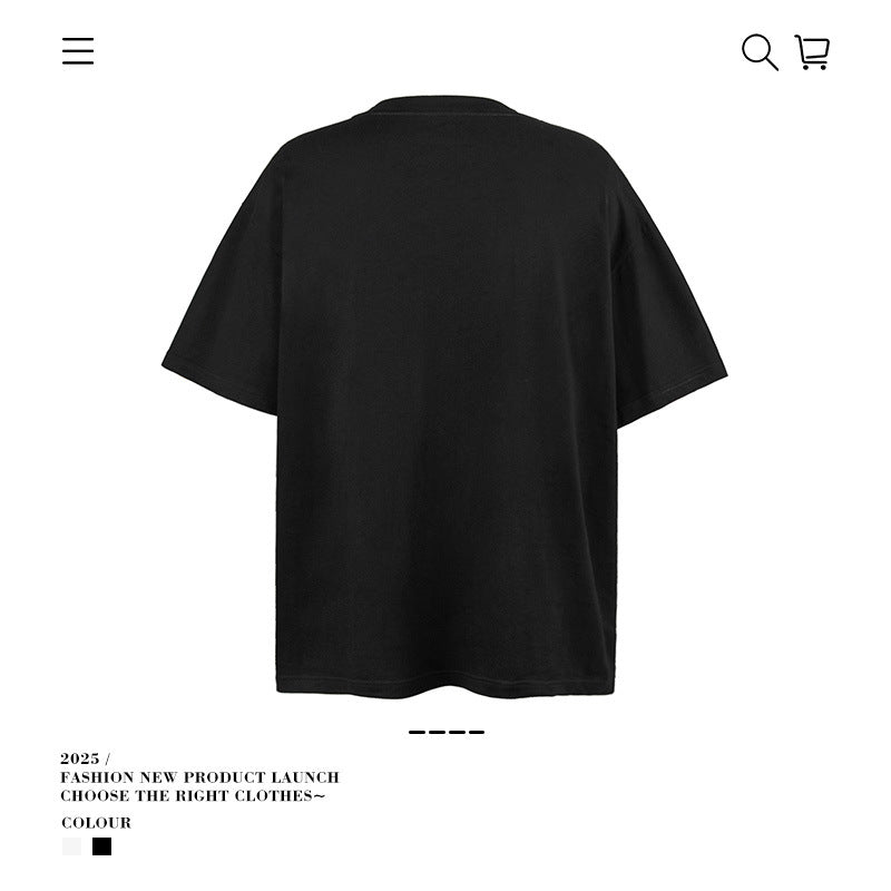 American vintage street T-shirt pure cotton loose men and women summer