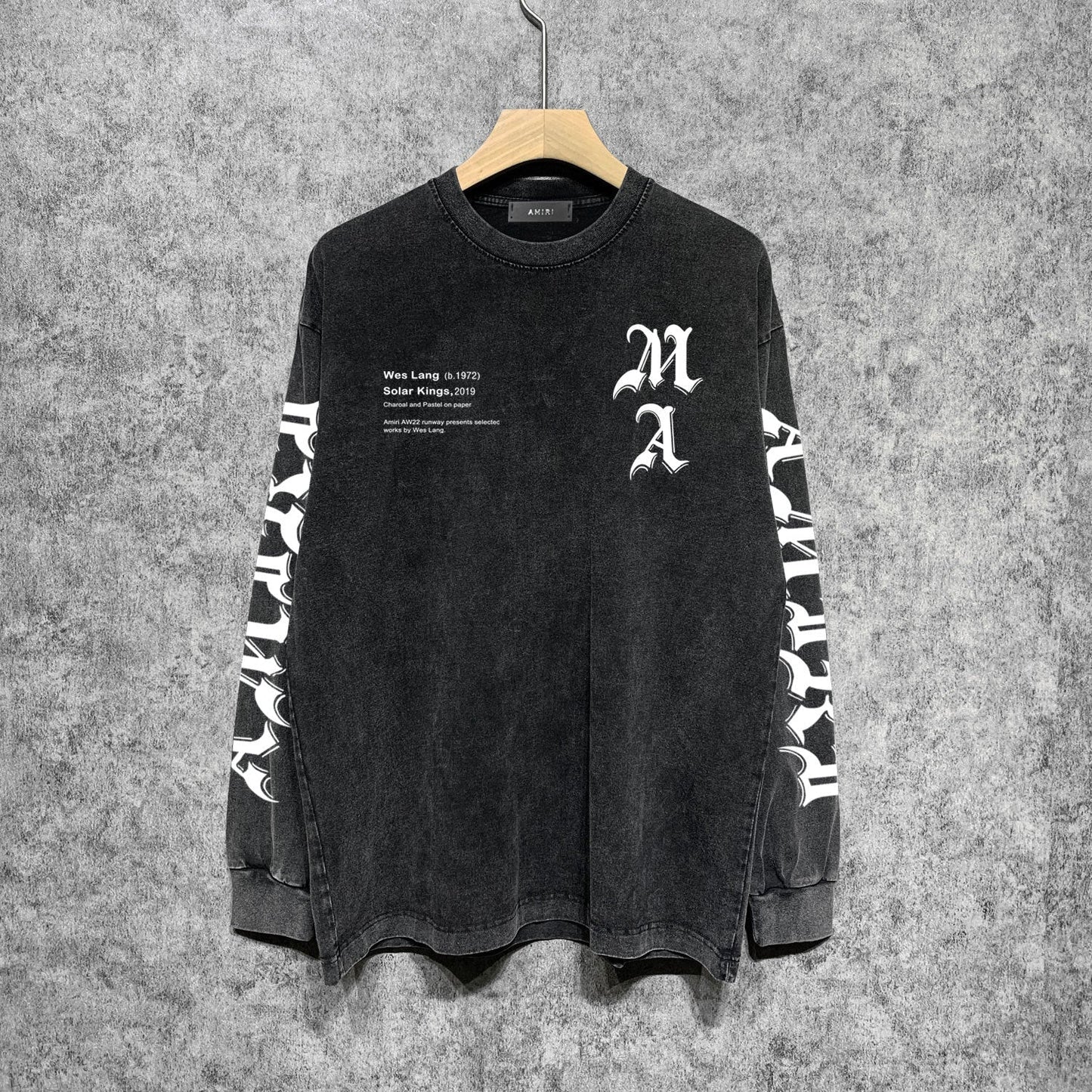 Amiri Long-Sleeved Shirt Cool Handsome Personalized Printed Vintage Retro Long Sleeve T-shirt