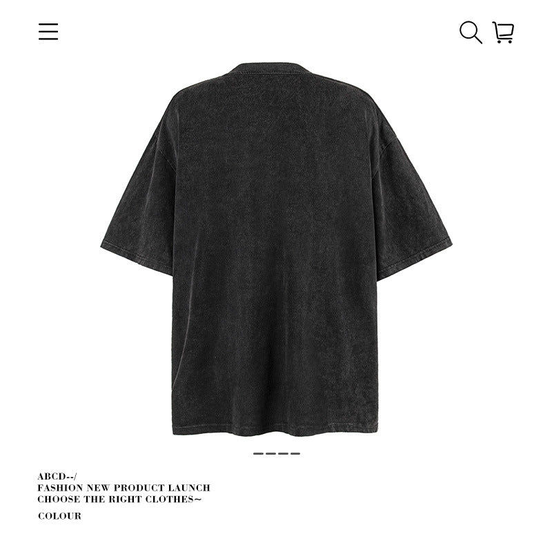 American vintage street T-shirt pure cotton men's and women's summer loose