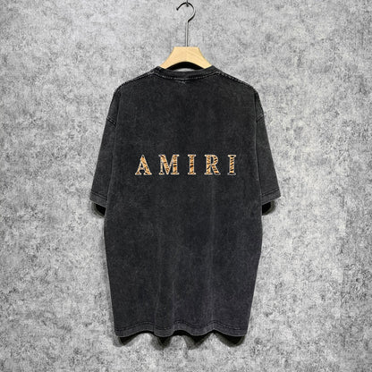 Amiri T-shirt Washed and Worn Retro Short Sleeve T-shirt