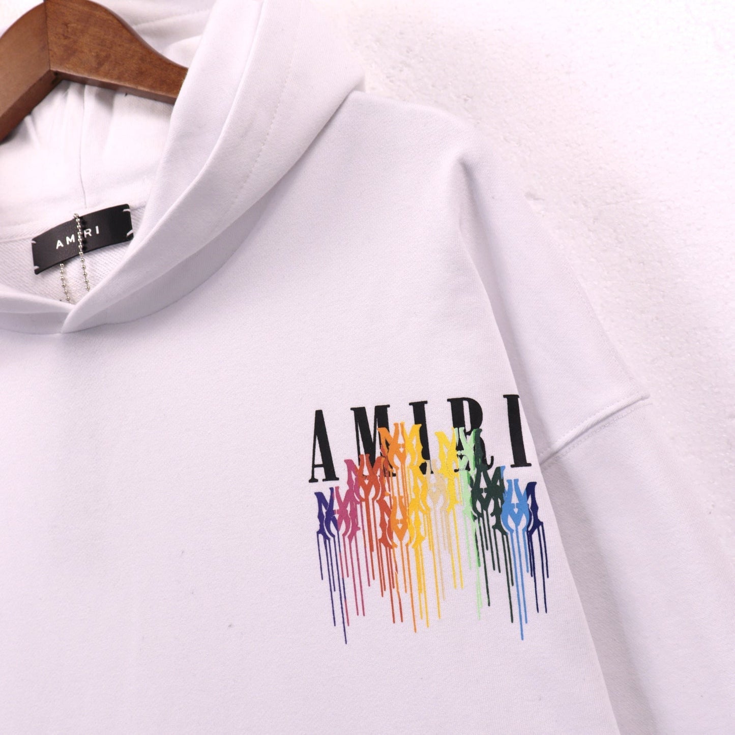 Amiri Hoodie OW Rainbow Letter Pattern Pullover Hooded Sweater