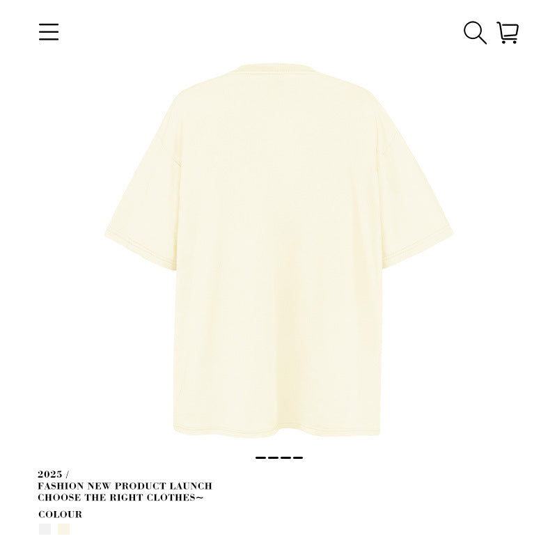 American vintage street T-shirt cotton men's summer loose