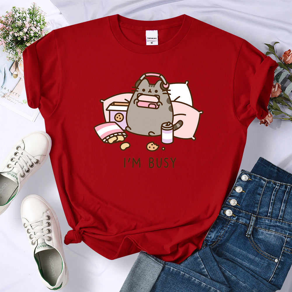 2024Sorry I'm Busy Cat Playing Games With Headphones T Shirt
