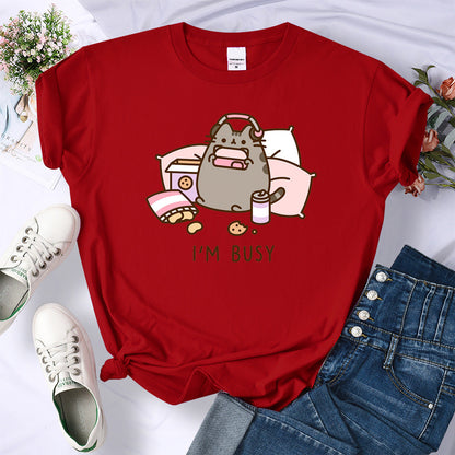 2024Sorry I'm Busy Cat Playing Games With Headphones T Shirt