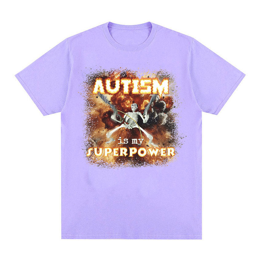 Autism Superpower Funny Skeleton Graphic Tee Shirt