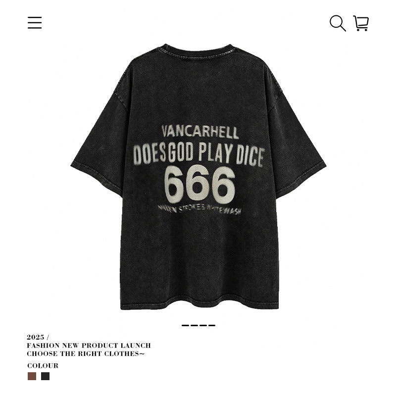 American vintage street T-shirt retro men's loose half-sleeved shirt