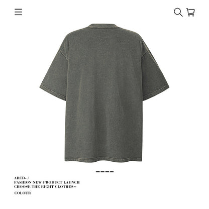 American vintage street T-shirt pure cotton men's and women's summer loose