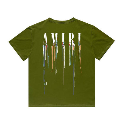 Amiri T Shirt Color Ink Splash Paint Colorful Casual Round Neck