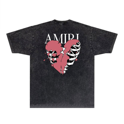 Amiri T Shirts Washed and Worn Retro Short Sleeve T-shirt