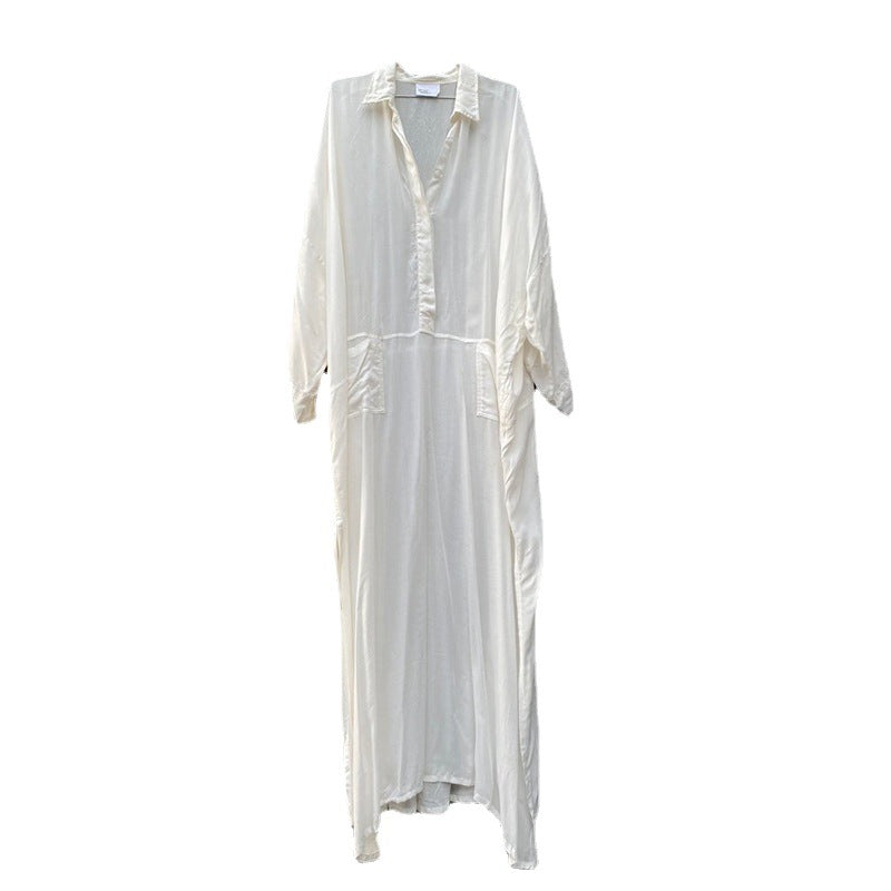 Beach Sweater Dress Loose Sun Protection V-neck Beach Bikini