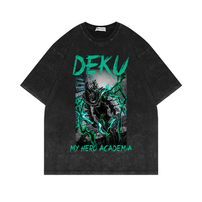 Anime washed old short-sleeved T-shirt