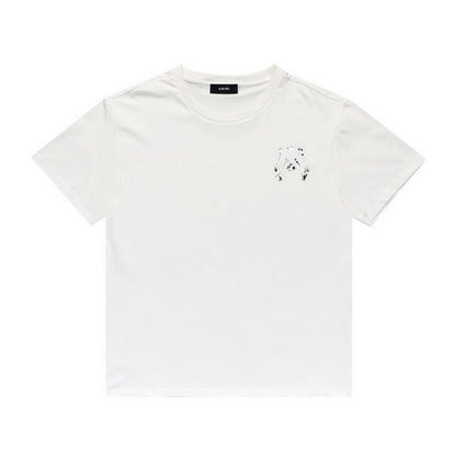 Amiri T Shirt Bone Letter Print Casual Round Neck
