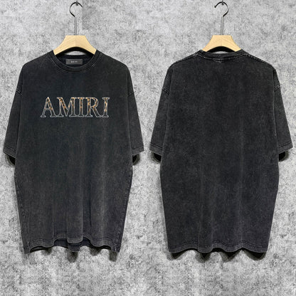 Amiri T-shirt Washed and Worn Retro Short Sleeve T-shirt