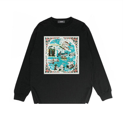 Amiri Long Sleeve Shirt Fashion Brand Long Sleeve Long-Sleeved T-shirt Blouse