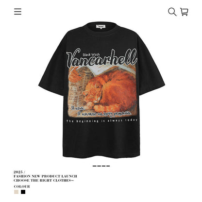 American vintage street T-shirt vintage cotton season boys loose