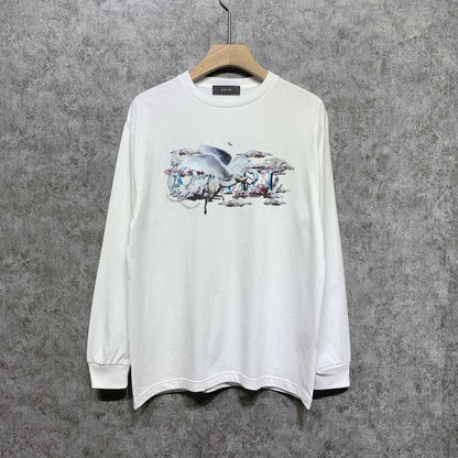 Amiri Long Sleeve Shirt Fashion Brand Long Sleeve Long-Sleeved T-shirt Blouse